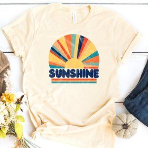 Colorful Retro Sunshine Graphic Tee Shirt …